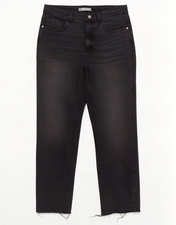 Zara Jeans Rectos De Tiro Alto Para Mujer EU 40 Medium W30 L29 Gris