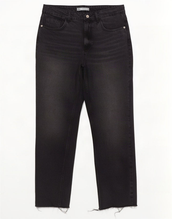 Zara Jeans Rectos De Tiro Alto Para Mujer EU 40 Medium W30 L29 Gris