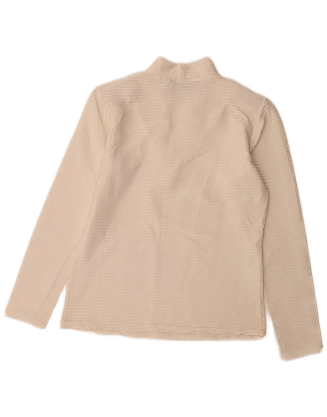 Vintage mujer manga larga blusa Top Reino Unido 14 medio blanco poliamida