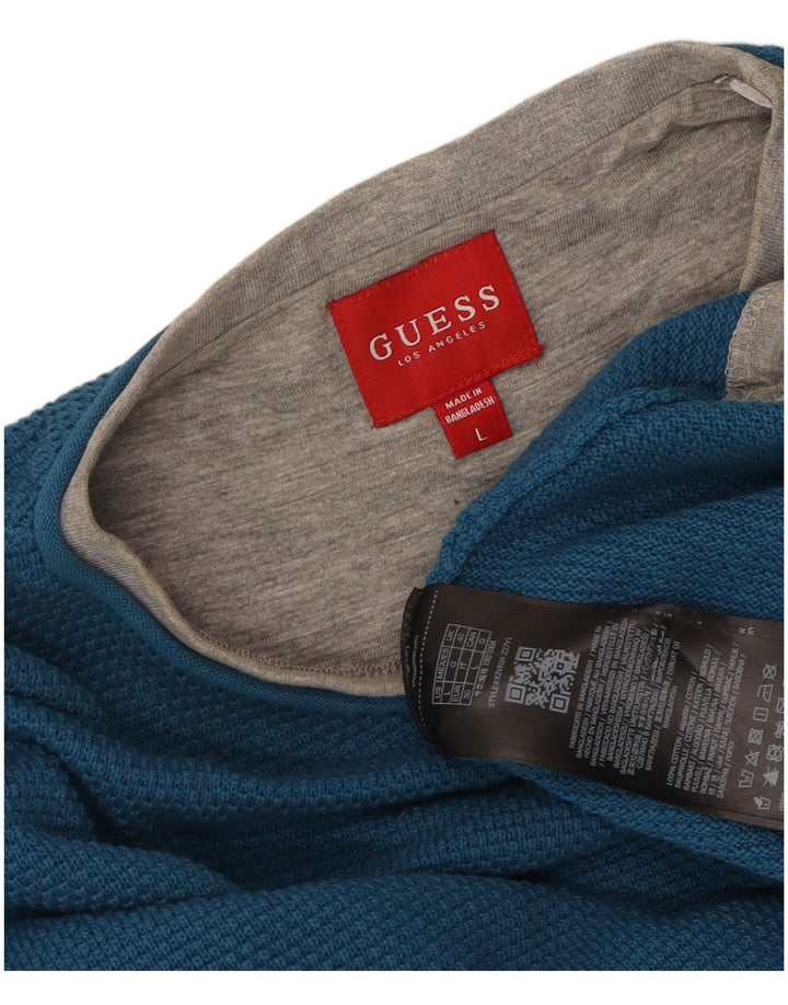 Guess Camiseta De Manga Larga De Algodón Color Block Azul Grande Para Hombre