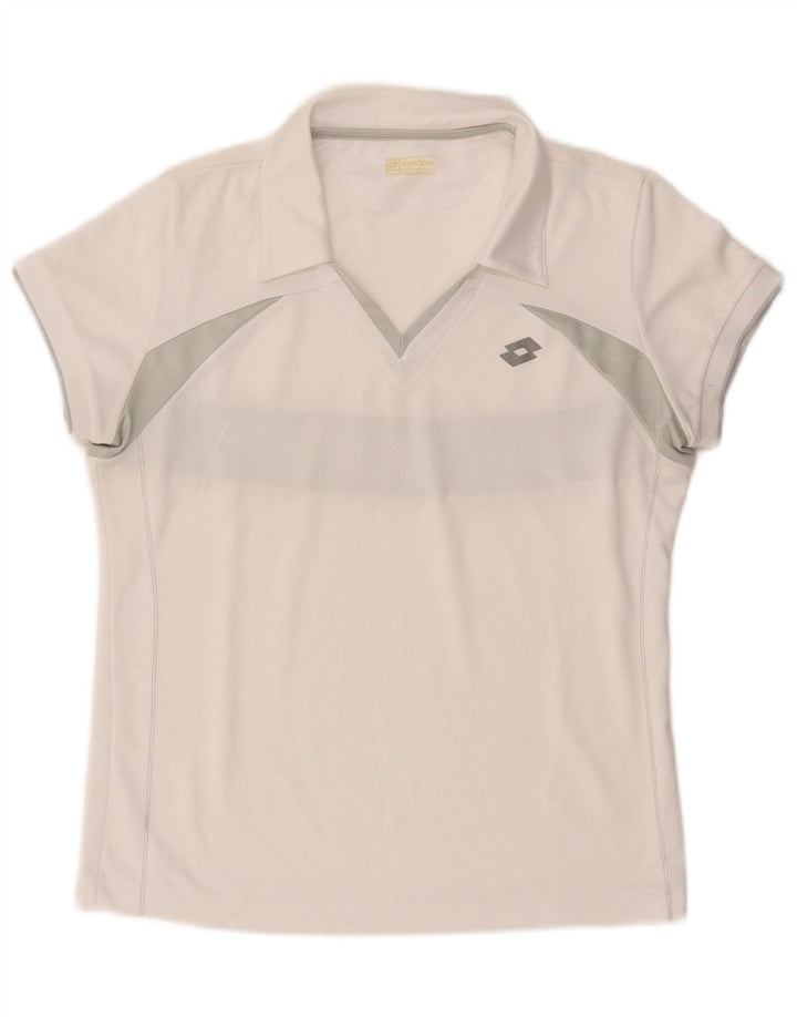 Lotto Polo para mujer UK 40 Medium Blanco Colorblock