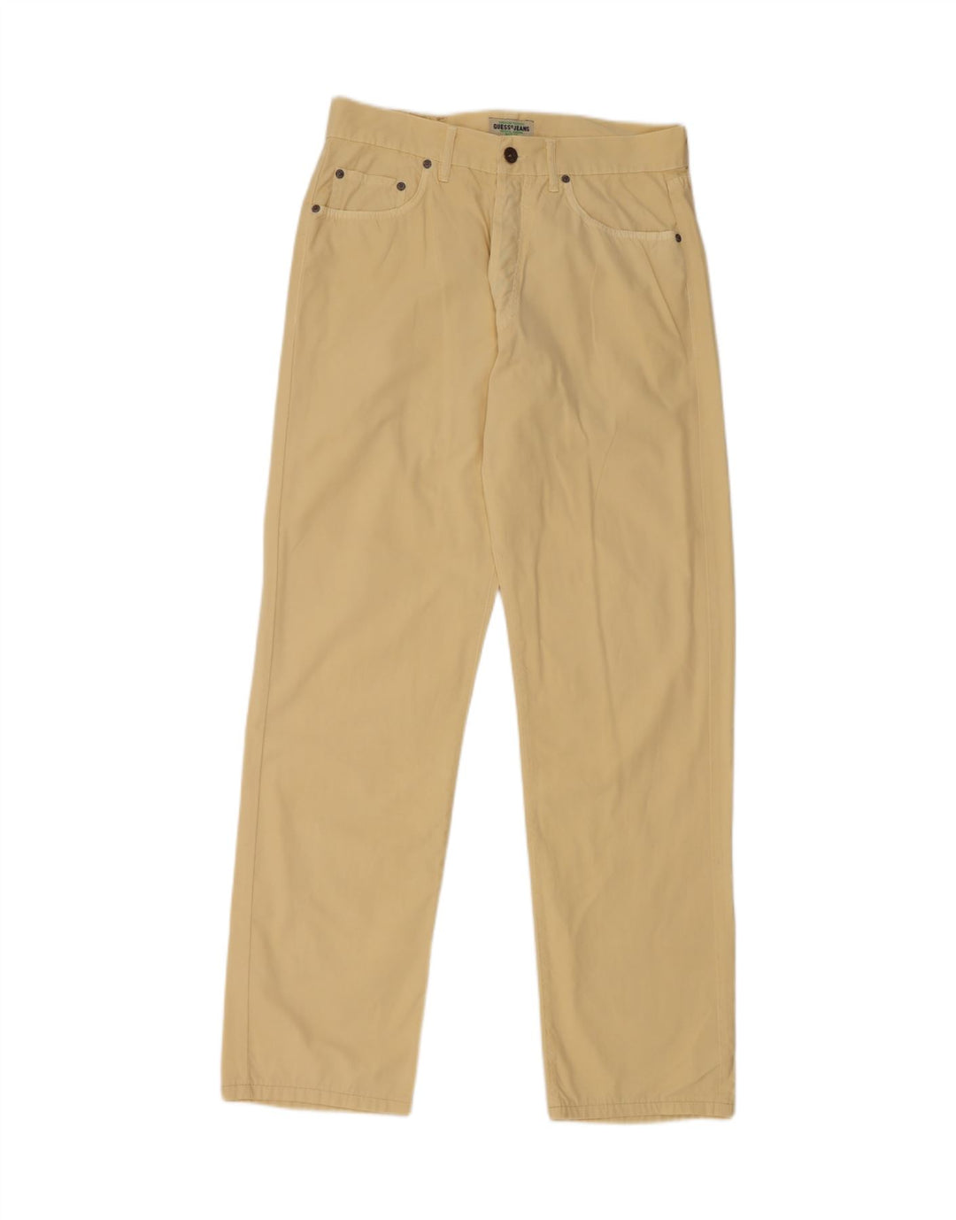 GUESS Pantalones casuales rectos para hombre W33 L32 Algodón amarillo