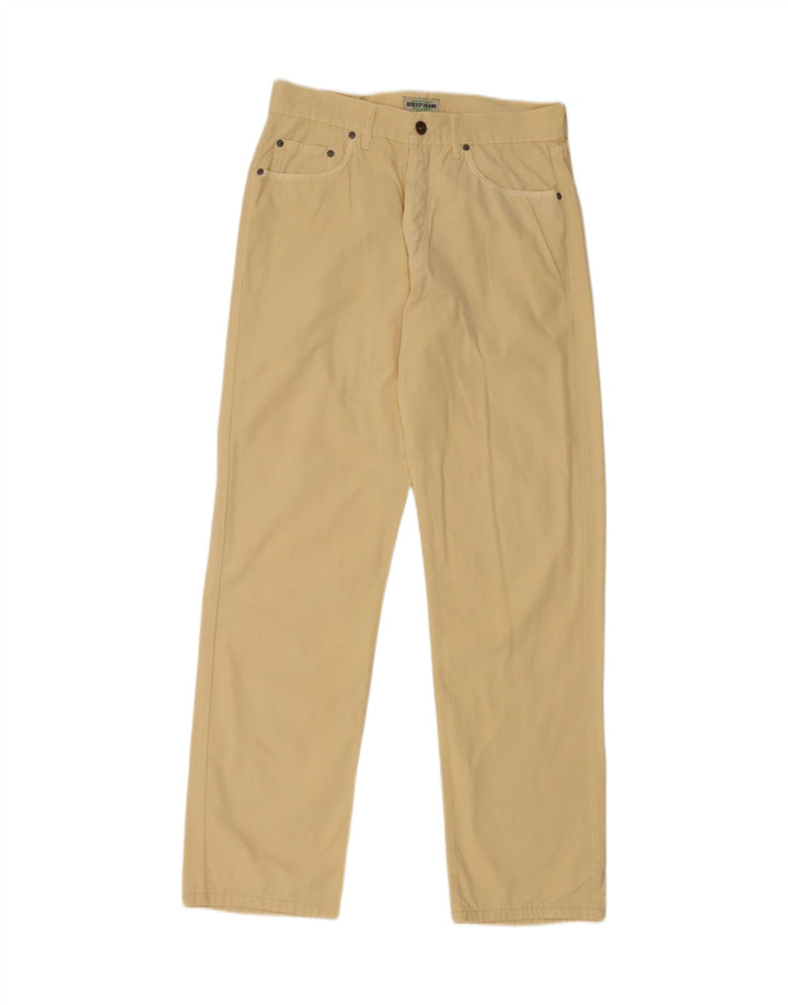 GUESS Pantalones casuales rectos para hombre W33 L32 Algodón amarillo
