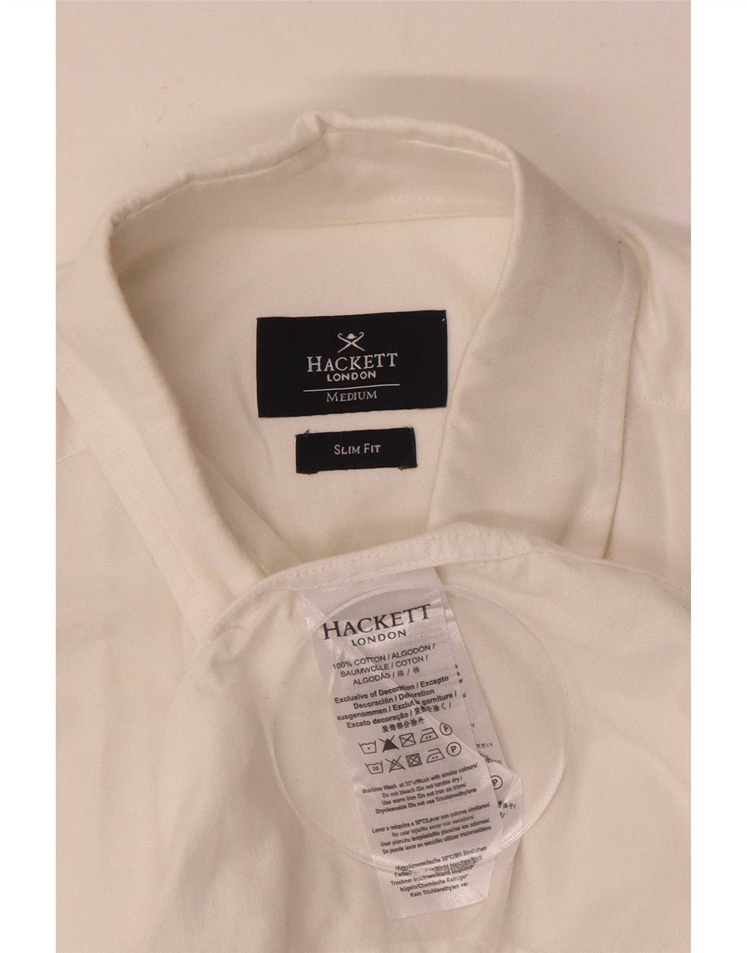 Hackett Camisa Slim Fit para hombre de algodón blanco medio