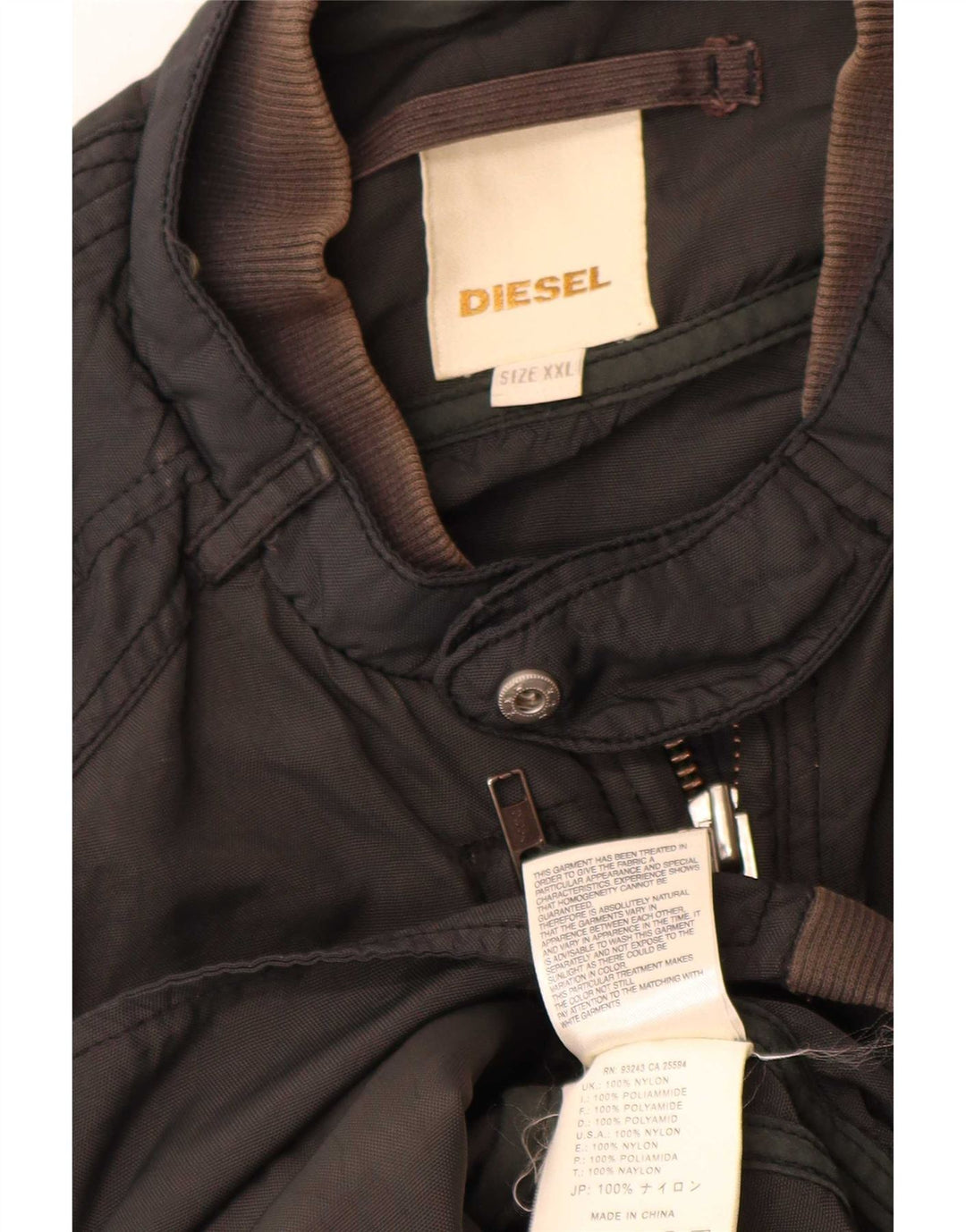 Diesel Chaqueta Bomber Militar para Hombre UK 44 2XL Nylon Negro