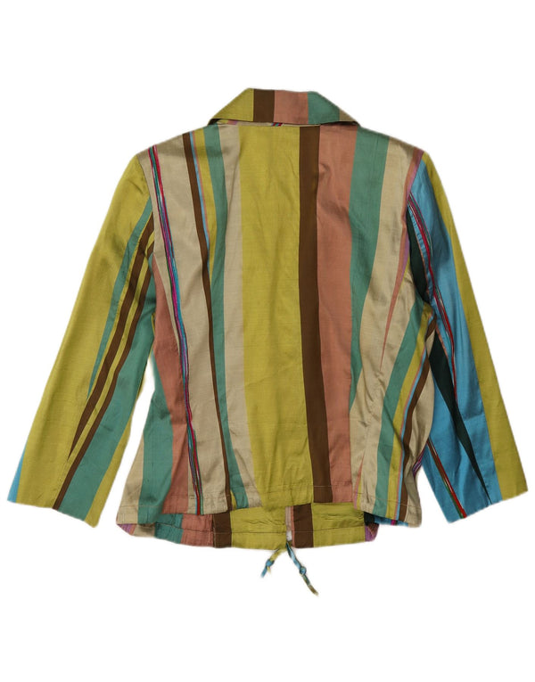 Vintage mujer 3/4 manga camisa blusa Reino Unido 10 pequeño multicolor rayas