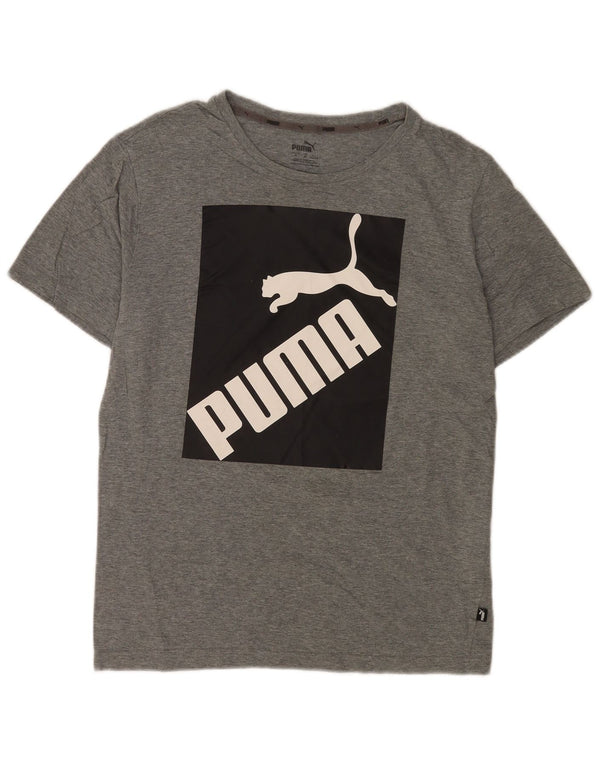 Puma Mens Graphic T-Shirt Top Medium Grey Flecked Cotton