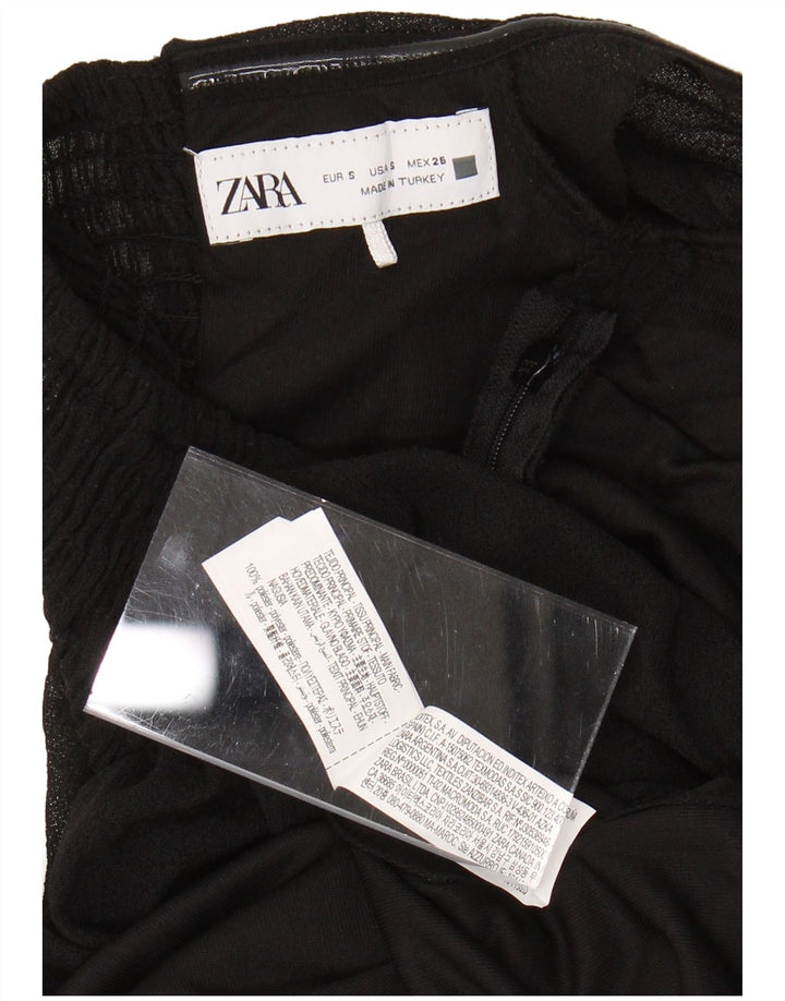 ZARA Vestido maxi con hombros descubiertos para mujer UK 8 Small Poliéster negro