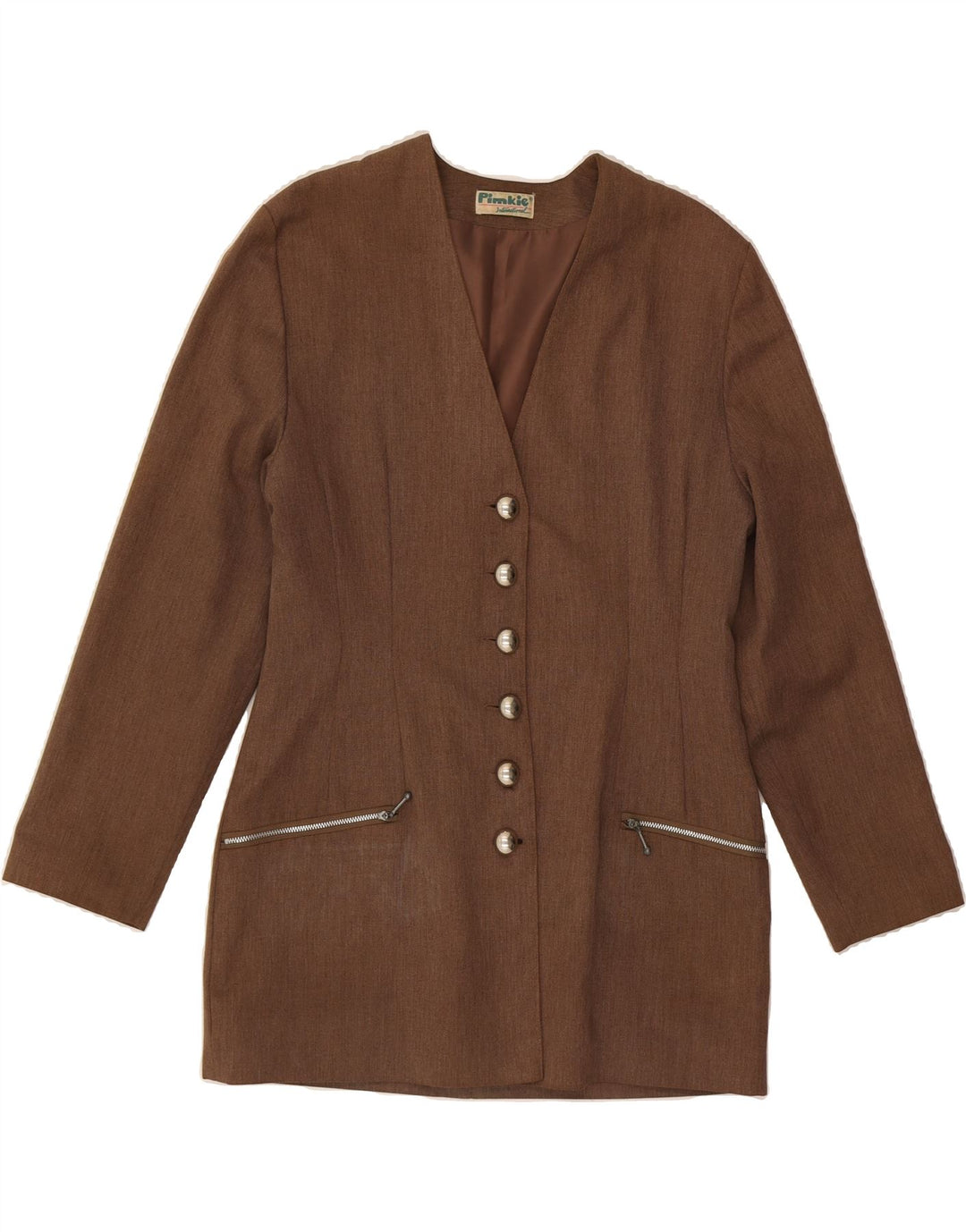 PIMKIE Womens 6 Button Blazer Jacket UK 12 Medium Brown Vintage Pimkie and Second-Hand Pimkie from Messina Hembry 