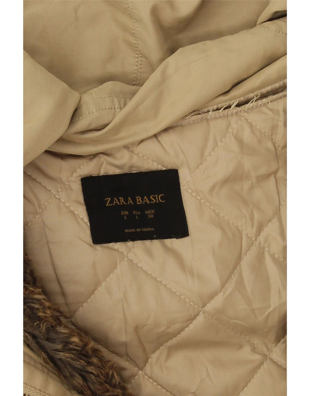 Zara Mujer Parka Con Capucha Chaqueta UK 46 Large Beige