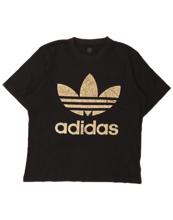 Adidas - Camiseta gráfica para hombre, talla grande, algodón negro