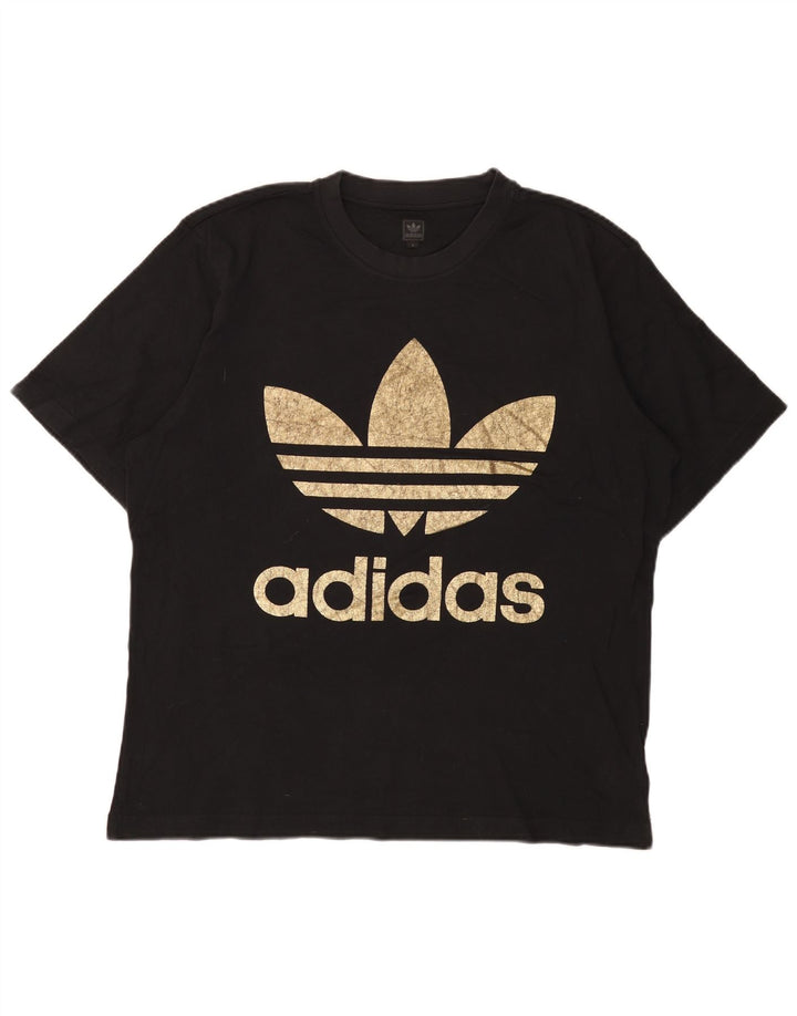 Adidas - Camiseta gráfica para hombre, talla grande, algodón negro