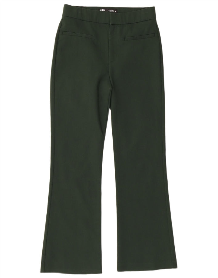 ZARA Mujer Pantalón Casual Bootcut Small W26 L25 Algodón Verde
