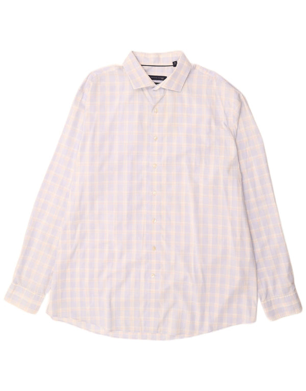 Tommy Hilfiger Camisa alta para hombre Talla 18 2XL Algodón a cuadros azul