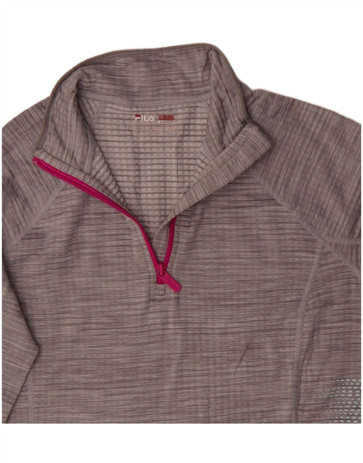 Fila Top de chándal con cremallera y cuello para mujer UK 14 Medium Grey Flecked