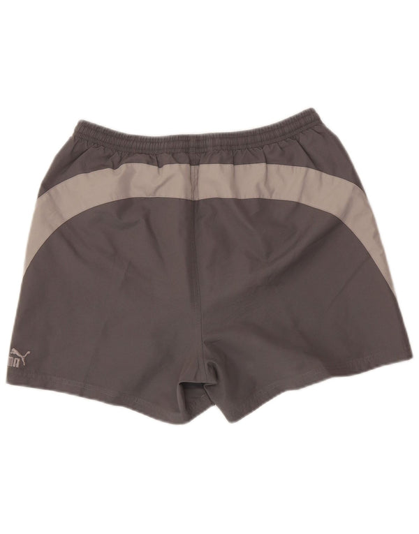 PUMA Pantalones cortos deportivos para hombre poliéster color block pequeño gris