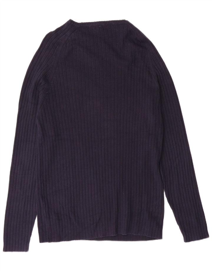 Zara Hombre Jersey Con Cuello En V Jersey Grande Azul Marino Algodón