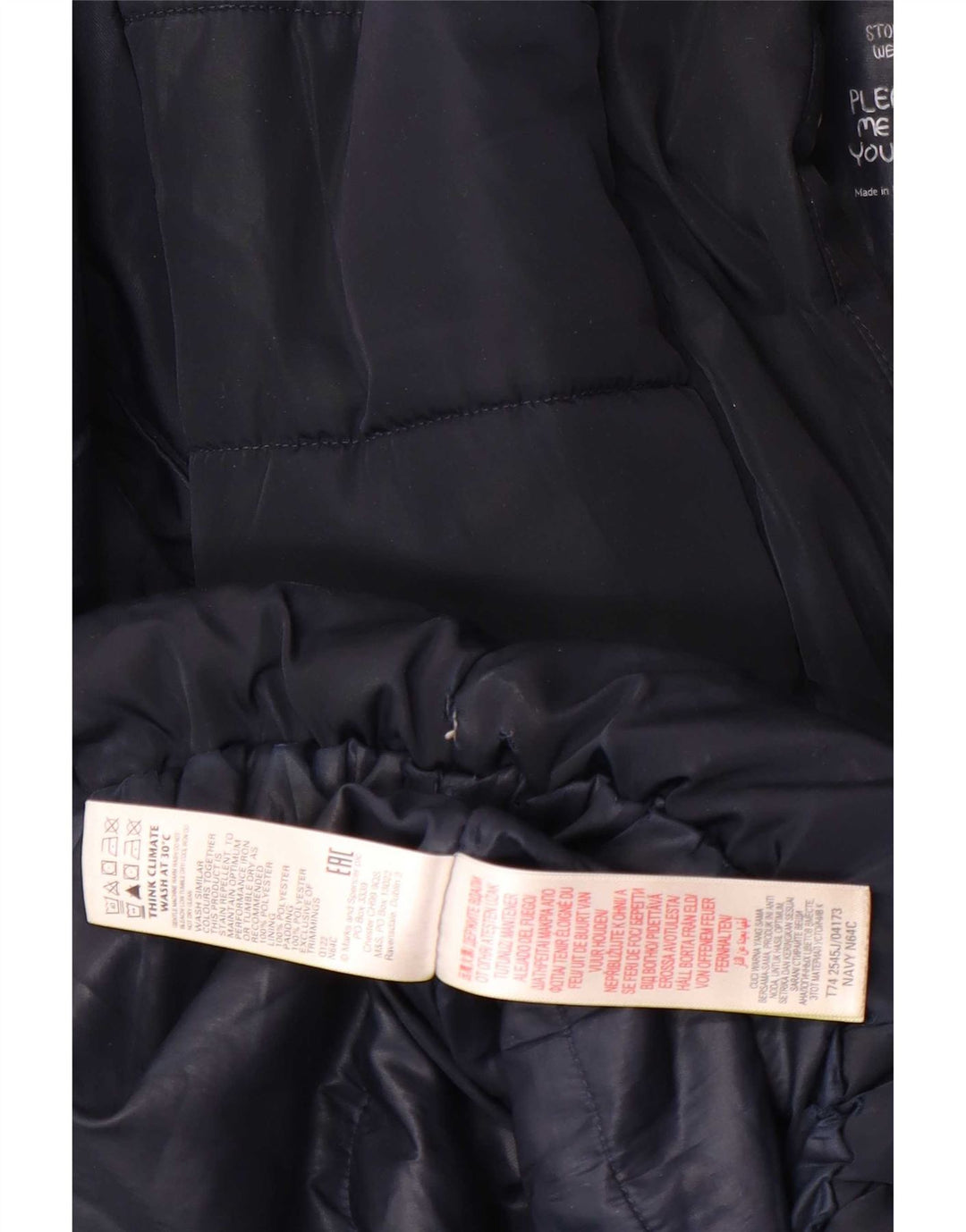 Marks & Spencer Abrigo acolchado con capucha para niña 11-12 años Azul marino Poliéster