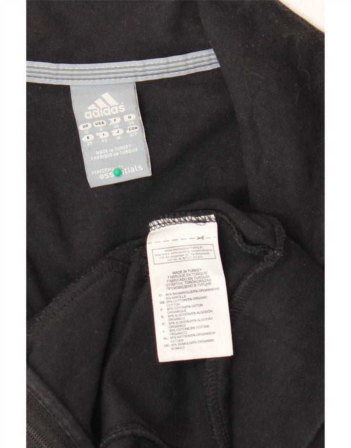 Adidas Mujer Chándal Top Chaqueta Reino Unido 10 Pequeño Algodón Negro
