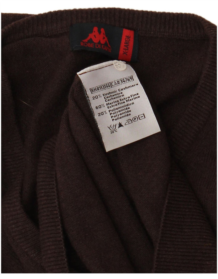 KAPPA Jersey con cuello en V para hombre XL Lana marrón