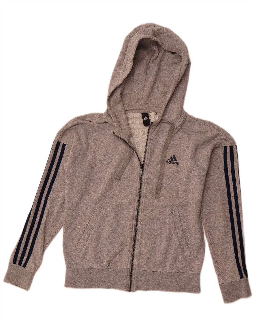 Adidas Sudadera con capucha de gran tamaño con cremallera para mujer UK 6 XS Gris Algodón