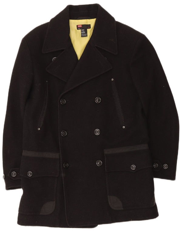 Diesel Abrigo cruzado para hombre UK 40 Large Lana negra