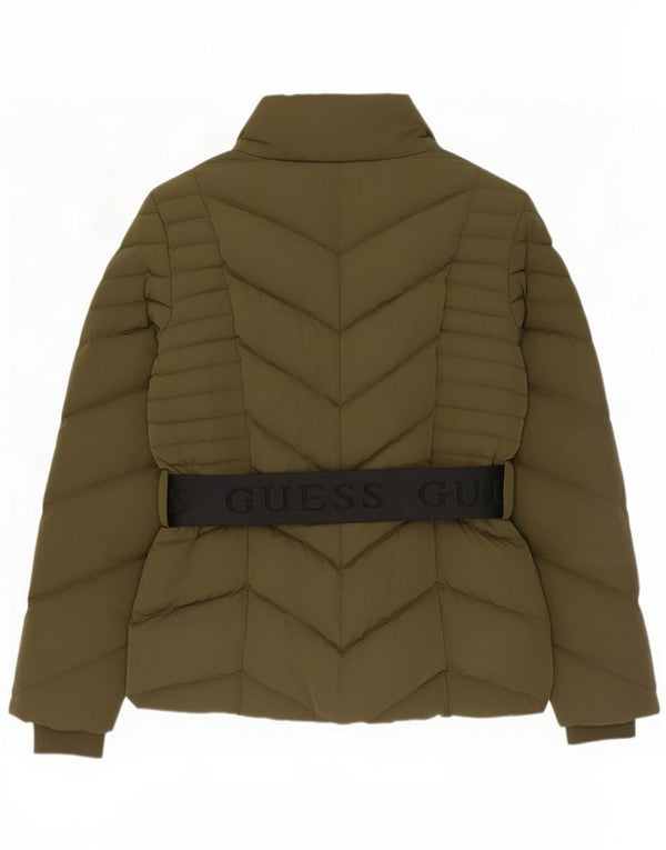 Guess Chaqueta acolchada gráfica para mujer UK 12 Poliéster caqui mediano