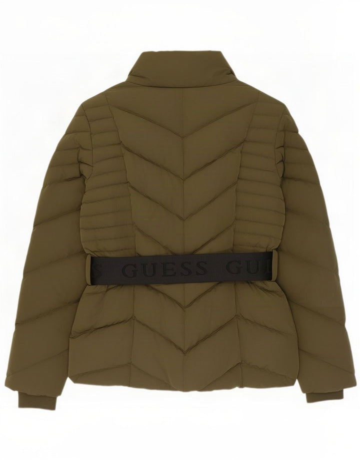 Guess Chaqueta acolchada gráfica para mujer UK 12 Poliéster caqui mediano