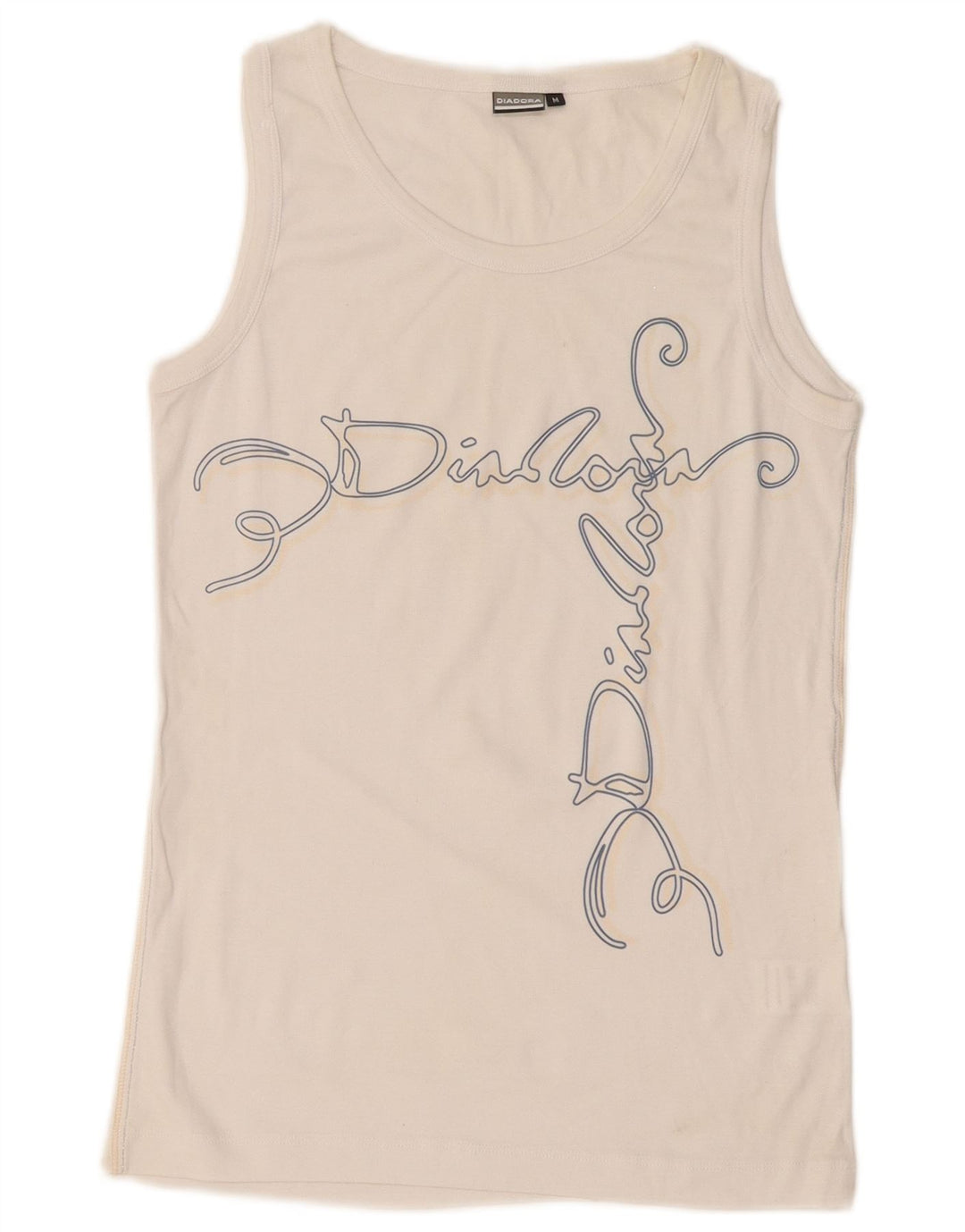 Diadora Camiseta sin mangas estampada para mujer UK 40 Algodón blanco mediano