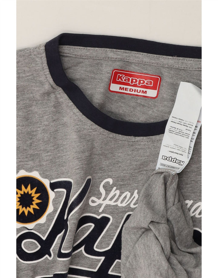 Kappa Hombre Camiseta Gráfica Top Algodón Moteado Gris Medio