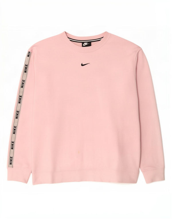Nike - Sudadera gráfica para mujer (talla 40), algodón color block, color rosa mediano