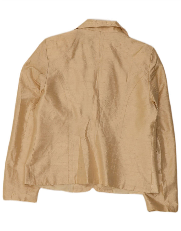 VINTAGE Chaqueta Blazer de 3 Botones para Mujer IT 46 Seda Beige Grande