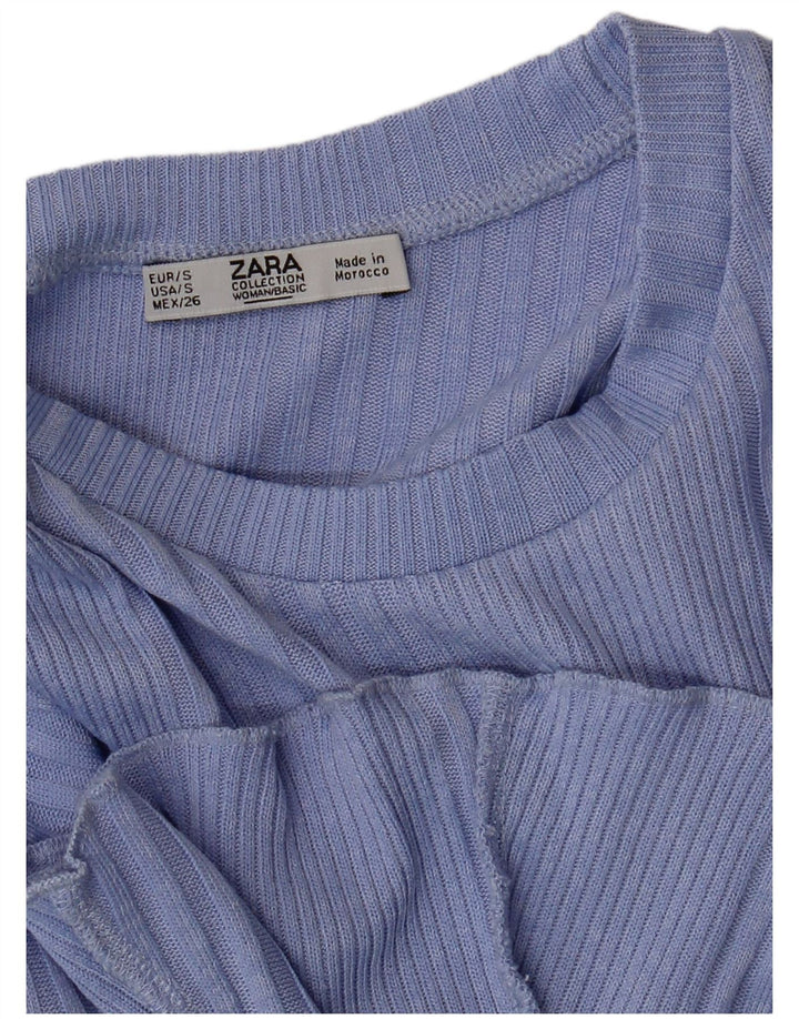 ZARA Mujer Crop Top UK 8 Pequeño Púrpura
