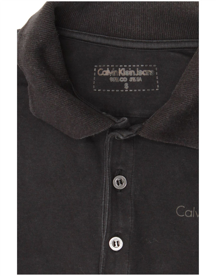 CALVIN KLEIN JEANS Polo de manga larga para hombre pequeño de algodón negro