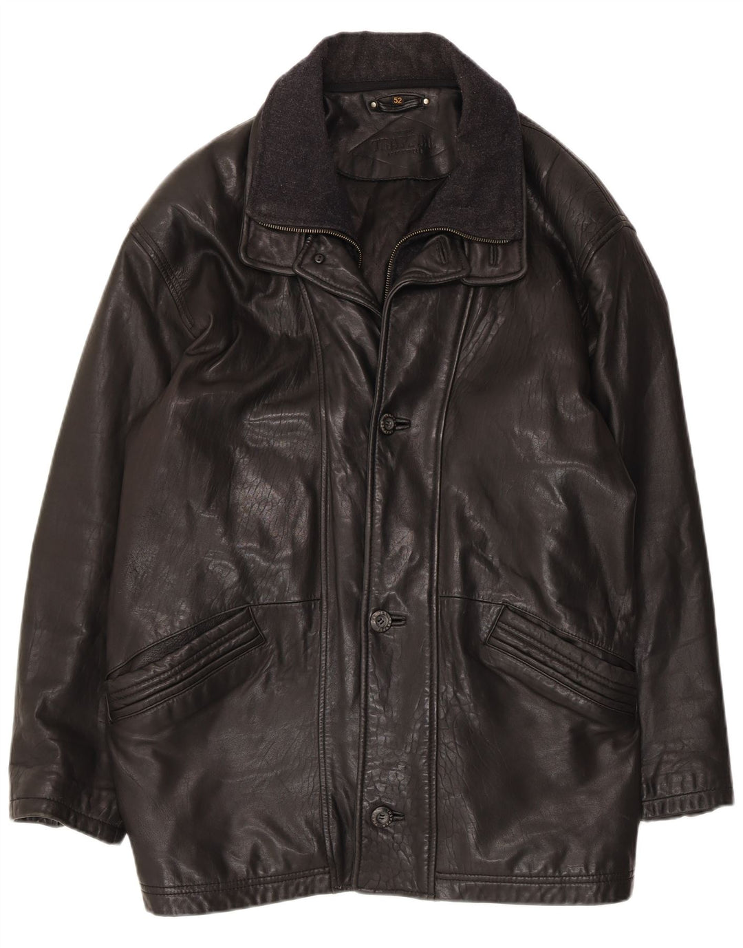 Trapper Chaqueta de cuero para hombre EU 52 XL Cuero negro