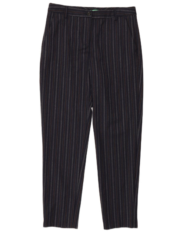 Benetton Pantalones Casuales Slim para Mujer UK 8 Small W27 L30 Azul Marino Rayas