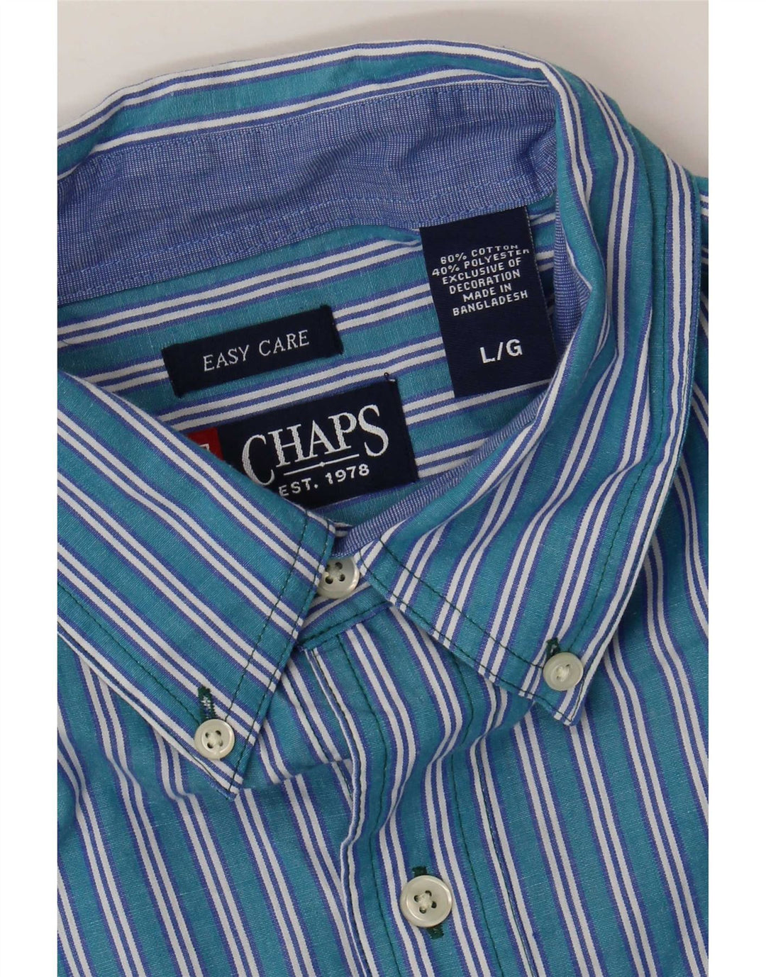 Chaps Camisa para hombre grande de algodón a rayas azules