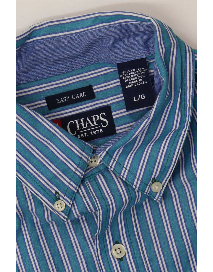 Chaps Camisa para hombre grande de algodón a rayas azules