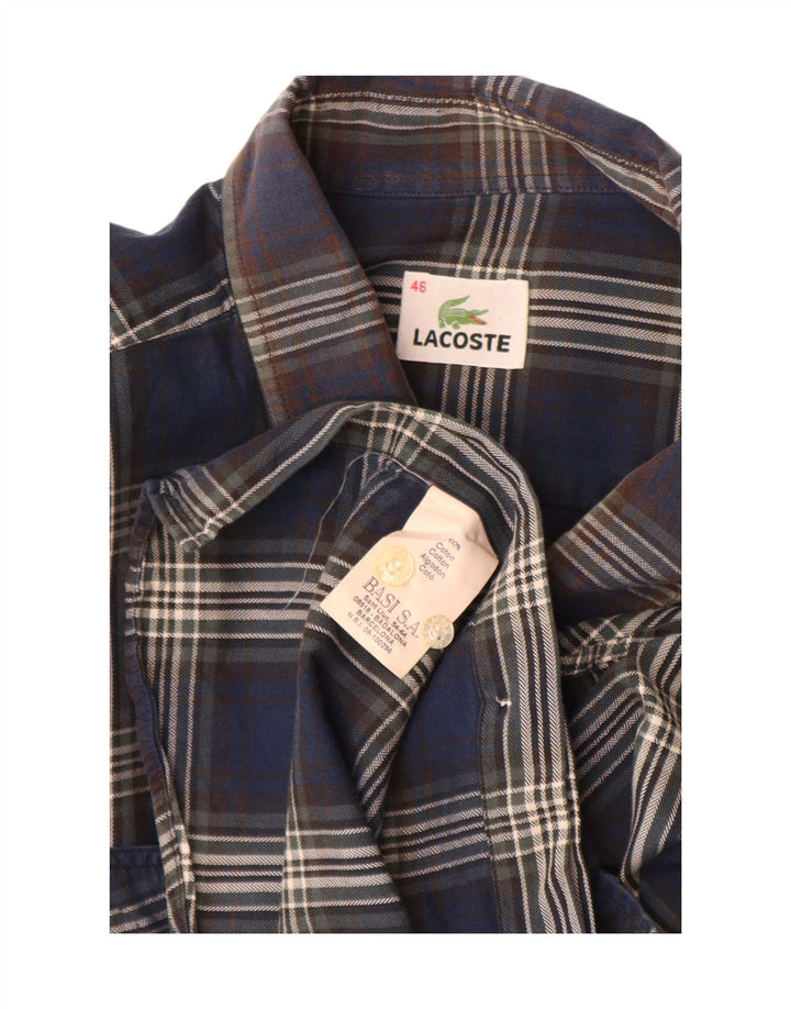 Camisa Lacoste Hombre Talla 46 2XL Azul Marino Cuadros Algodón