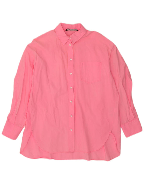 Zara Womens Oversized Shirt Dress UK 16 Large Pink Cotton
