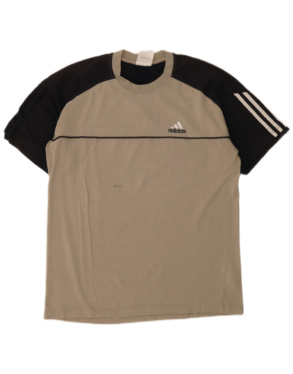 Adidas Camiseta para hombre Top UK 38/40 Medium Beige Colorblock Algodón