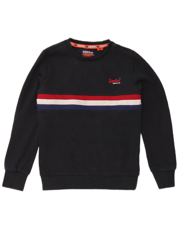 Superdry Hombre Sudadera Jumper Medium Azul Marino Colorblock Algodón