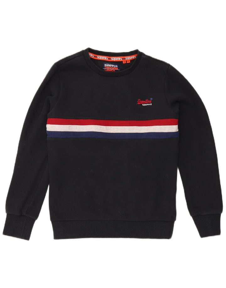 Superdry Hombre Sudadera Jumper Medium Azul Marino Colorblock Algodón