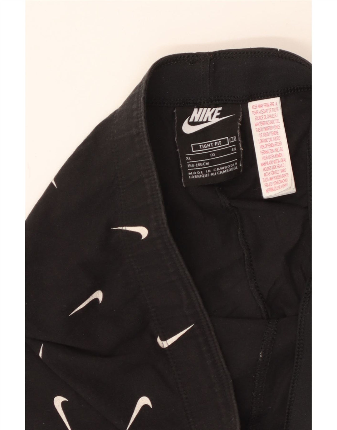 NIKE Leggings ajustados con gráficos para niñas 13-14 años XL Algodón negro