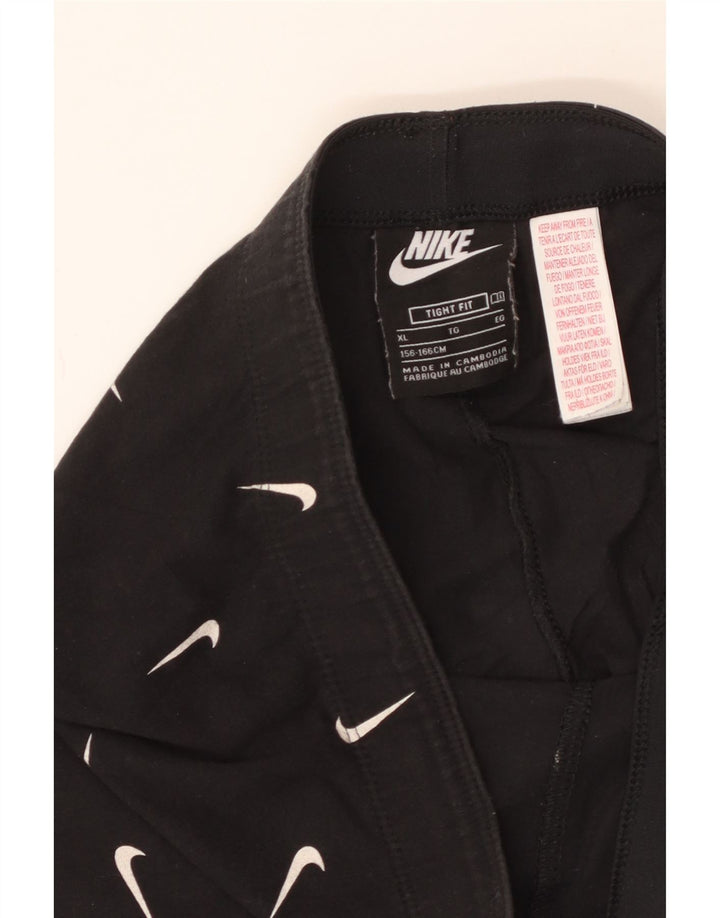 NIKE Leggings ajustados con gráficos para niñas 13-14 años XL Algodón negro