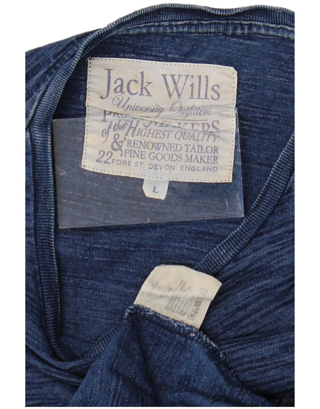 JACK WILLS Top para hombre de manga larga de algodón moteado azul marino grande