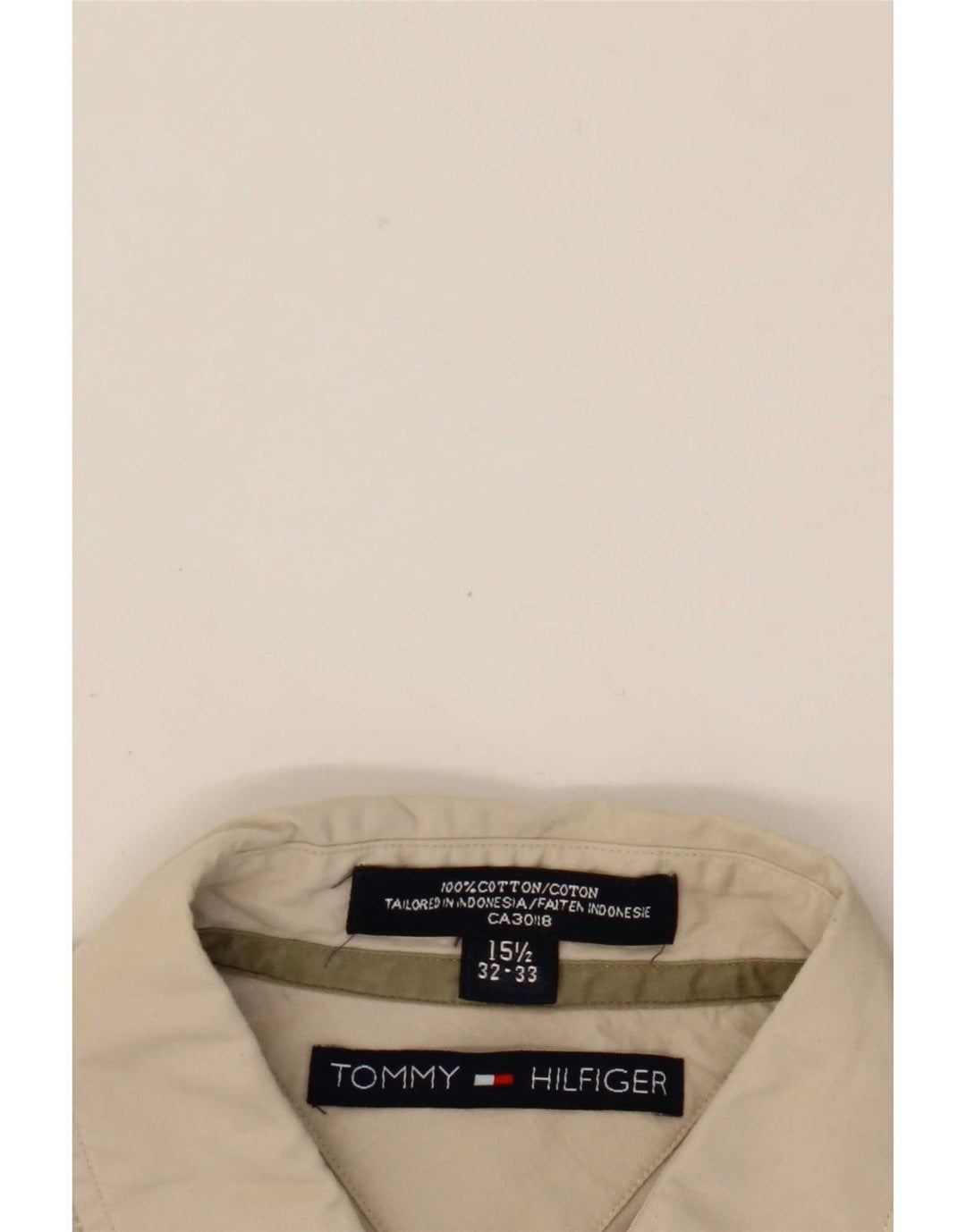 Tommy Hilfiger Camisa para hombre Talla 15 1/2 Algodón beige mediano