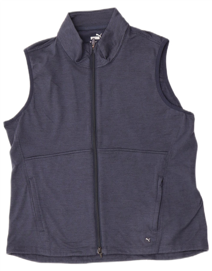 Puma - Chaqueta de chándal sin mangas para mujer, talla 40, talla grande, color azul marino