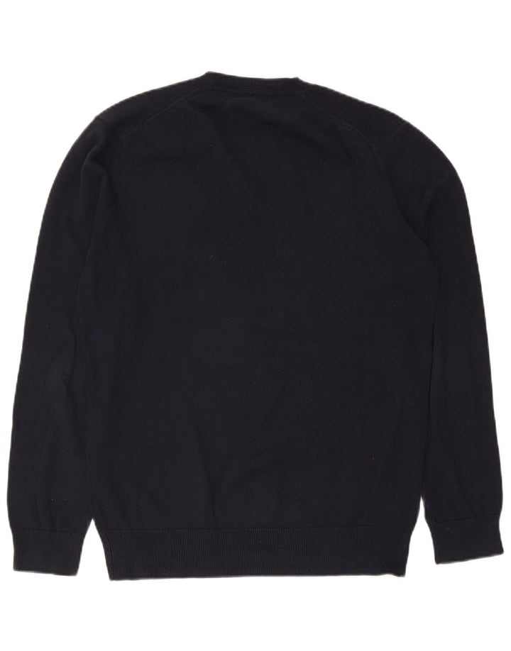 French Connection Jersey con Cuello en V para Hombre de algodón Azul Marino Mediano