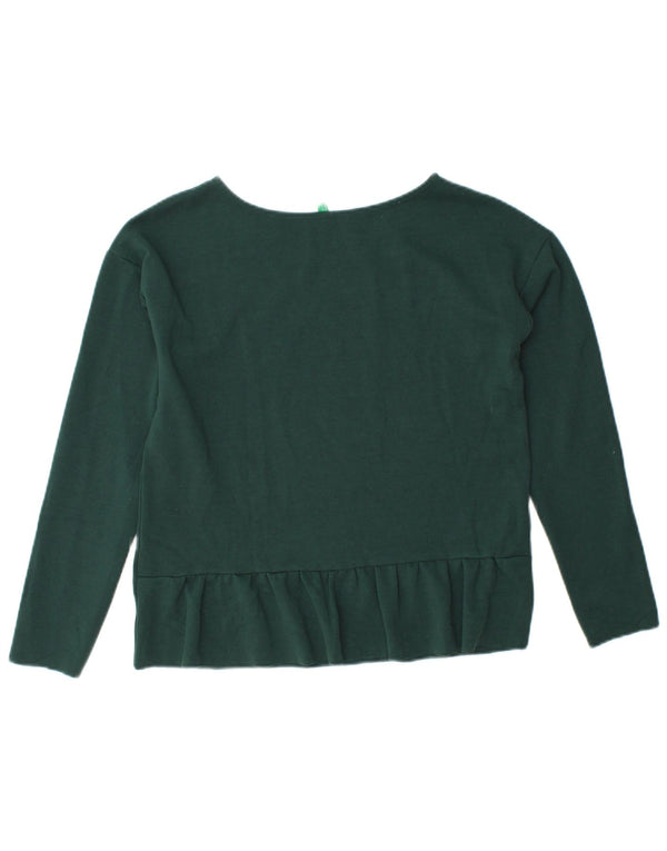BENETTON Top corto para mujer de manga larga UK 42 Verde medio